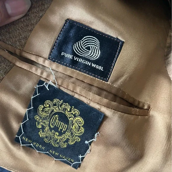 Chipp Harris Tweed Camel Wool Overcoat Men’s 40S Ivy League Vintage Coat - Picture 7 of 14